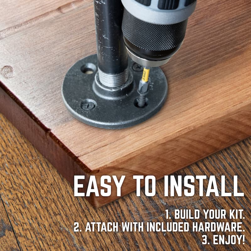 PIPE DECOR Solid Live Edge Wood Console Table with Industrial Pipe Legs