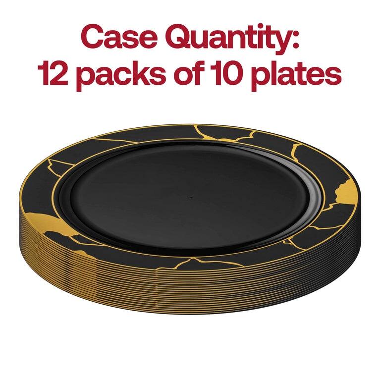 Elegant Marble Rim Disposable Plastic Plate Packs - Party Supplies