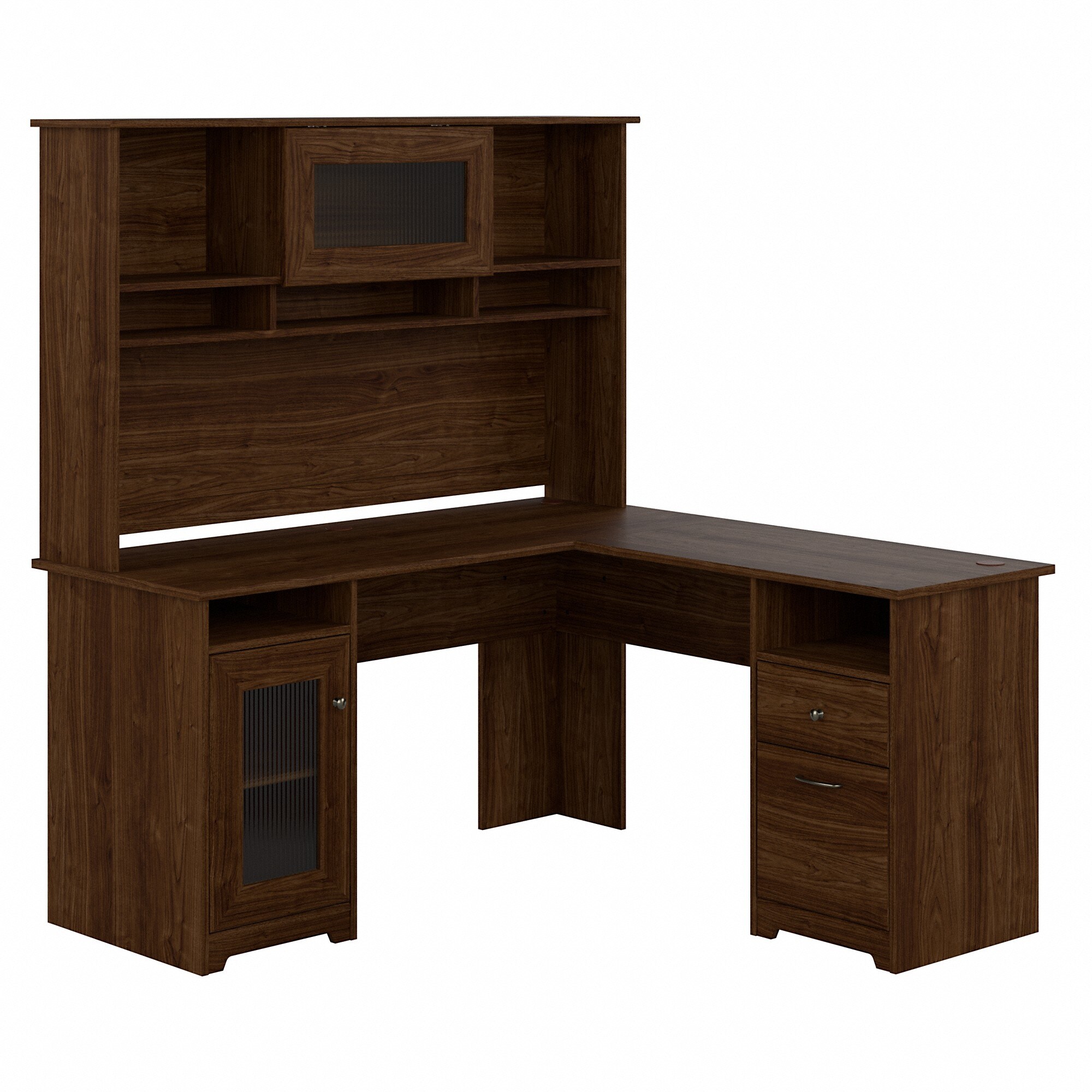 Cabot 60W L Shaped Desk with Hutch and Storage by Bush
