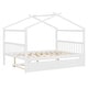 preview thumbnail 21 of 110, Creativity House Bed Twin/ Full Size Frame with Trundle for Boys Girls, Wood Platform Bed with Roof No Box Spring Needed