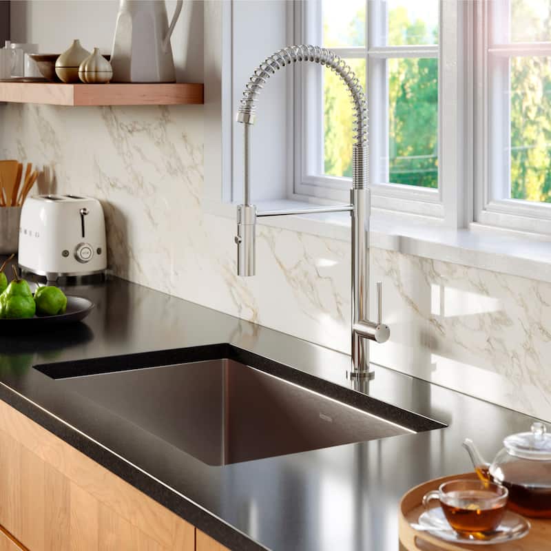 Karran 30" Undermount 16-Gauge Stainless Steel Extra Large Single Bowl Kitchen Sink Kit