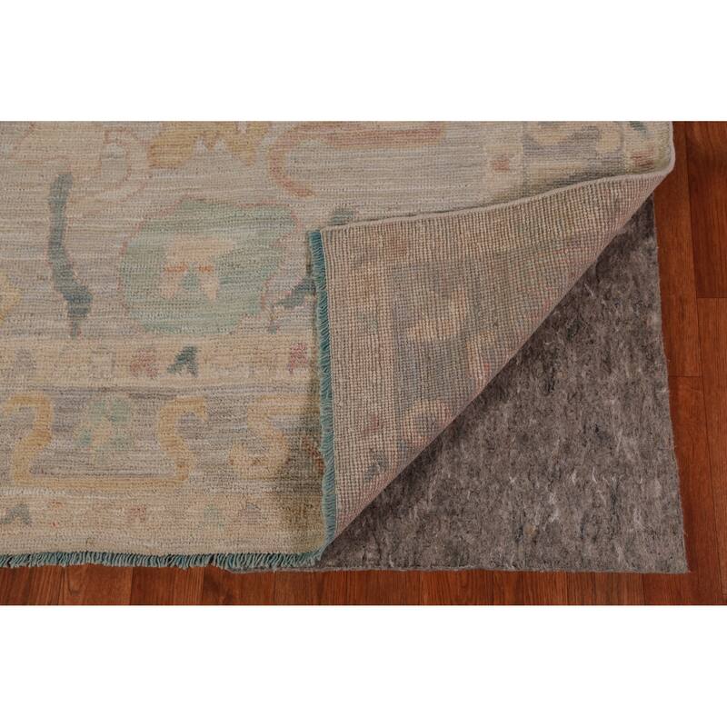 Hand Knotted Oriental 100% Wool Carpet Transitional All-Over Navy Blue & Blues Oushak Area Rug - 9' 2'' X 5' 10''