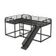 preview thumbnail 20 of 22, Full and Twin Size L-Shaped Metal Bunk Bed with Slide and Short Ladder, White, 4 Beds in 1 for Family or Guests