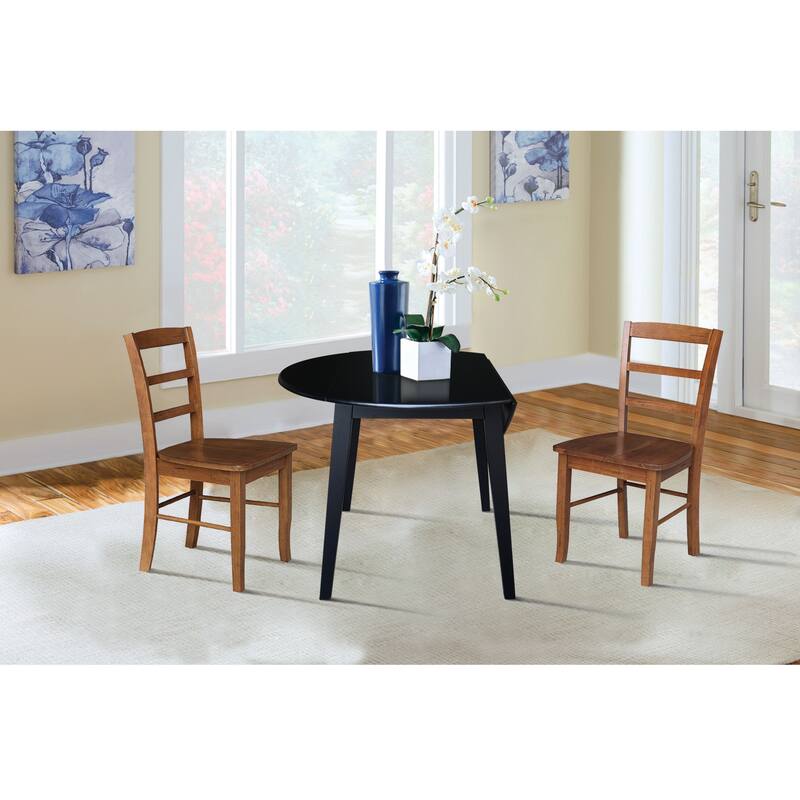 42" Round Dual Drop Leaf Table with Dining Chairs - Black/Distressed Oak