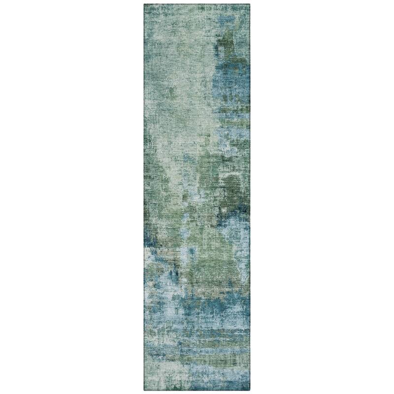 Machine Washable Indoor/ Outdoor Abstact Contemporary Chantille Rug