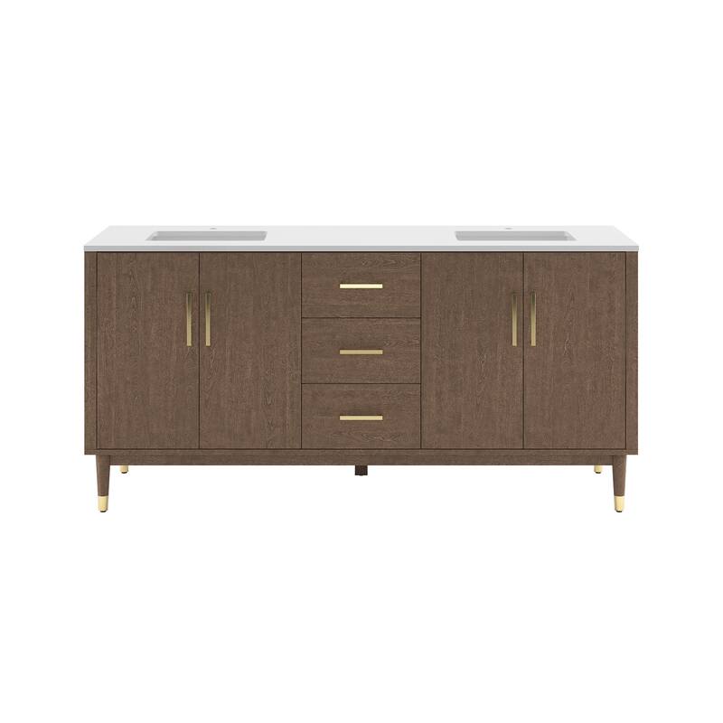 Fresca FCB4472-CWH-U Sawyer 72" Free Standing Double Basin Vanity Set - Mocha Birch