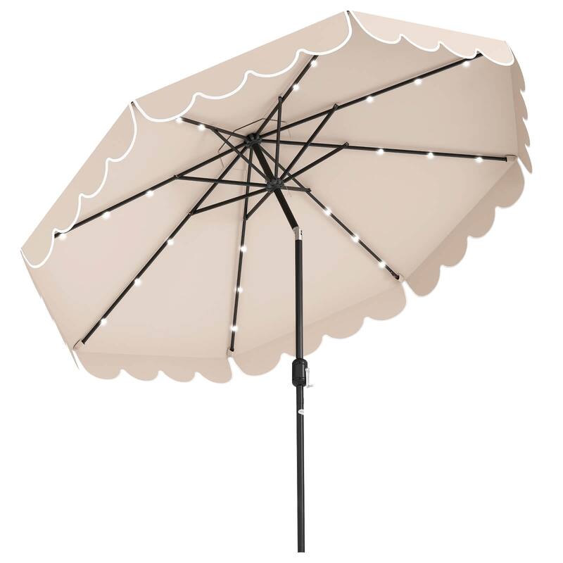 Costway 10 FT Solar Patio Umbrella with 24 LED Lights 8 Ribs & Tilt