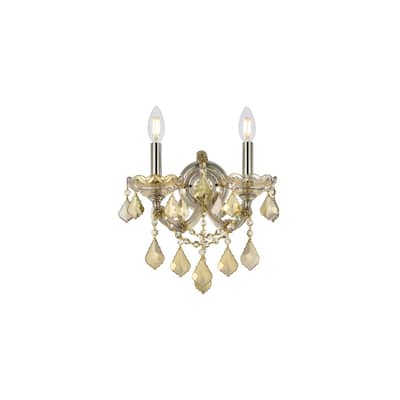Fleur Illumination Collection Wall Sconce D:12in H:16in E:8.5in Lt:2 Golden Teak Finish