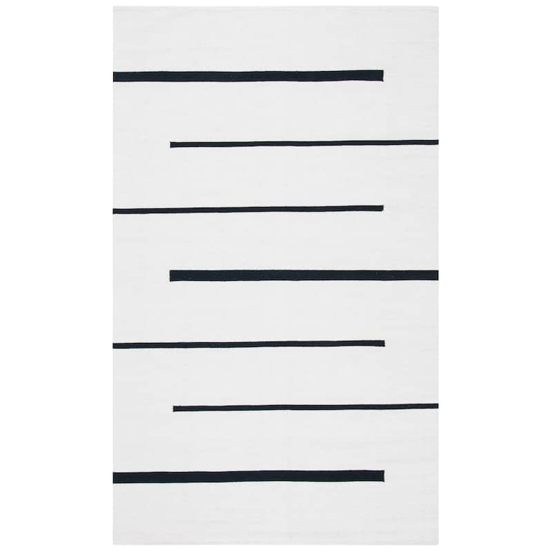 SAFAVIEH Handmade Flatweave Montauk Odoarda Modern Cotton Rug - Ivory/Black - 5' x 8'