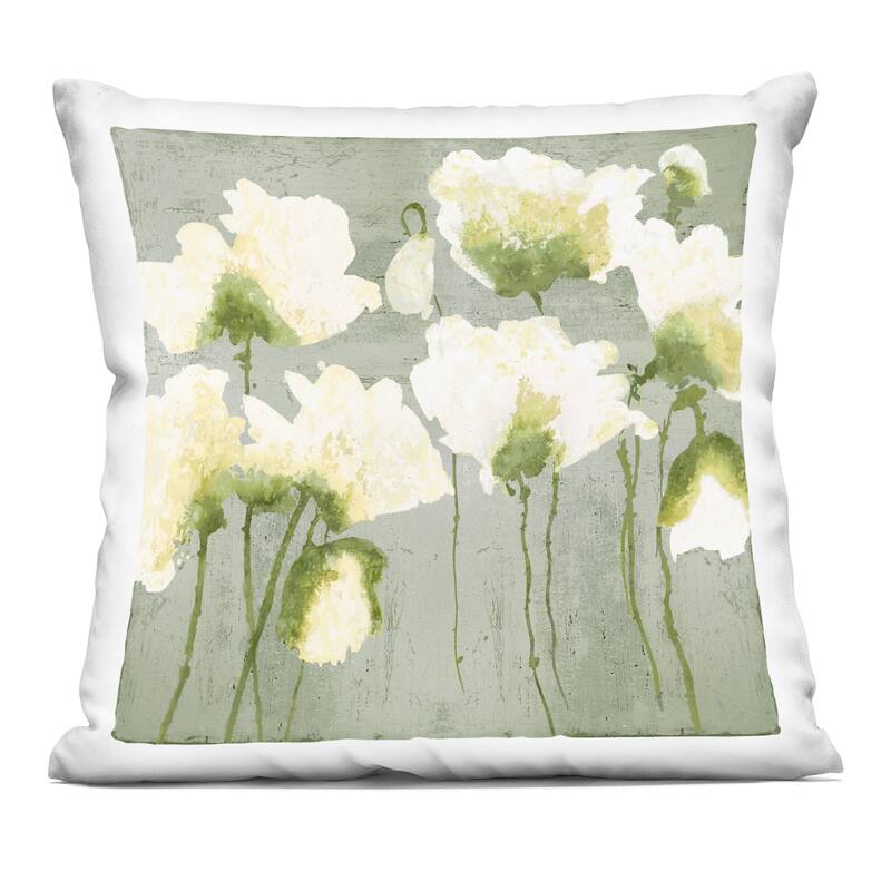 Stupell Modern White Flower Blooms Decorative Printed Throw Pillow Design by Vanessa Austin - Accent - Polyester - Green - Single