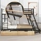 preview thumbnail 10 of 14, Metal Bunk Bed with Built-in Desk, Light and 2 Drawers, Black