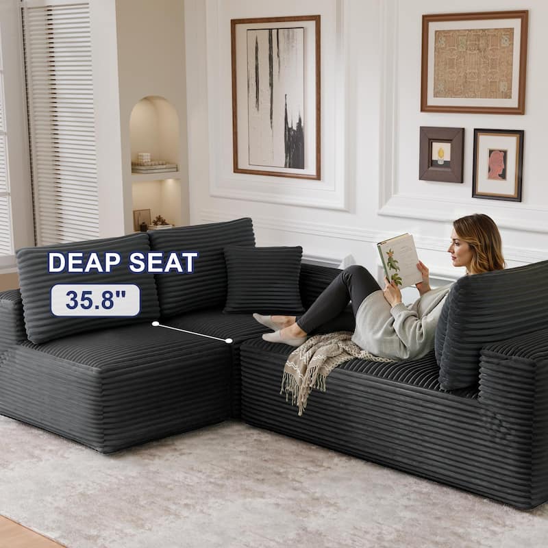 104" Modular Sectional Sofa with L-Shape Chaise Modern Upholstered Cloud Couches with Throw Pillows - 104 in.W x 23.6 in.H