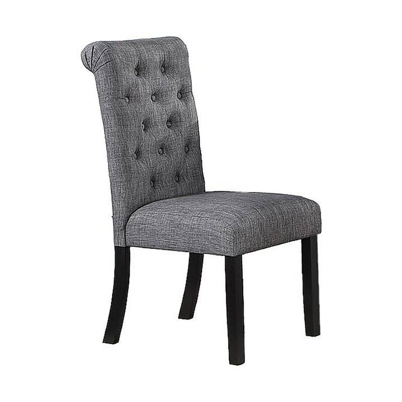 Black/Gray Fabric Upholstered Wood Frame Dining Chair, Sturdy Dining Chair for Dining Rooms - 17.5