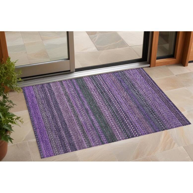 Lamo Stripe Weather Resistant Timeless Fusion Outdoor Rug