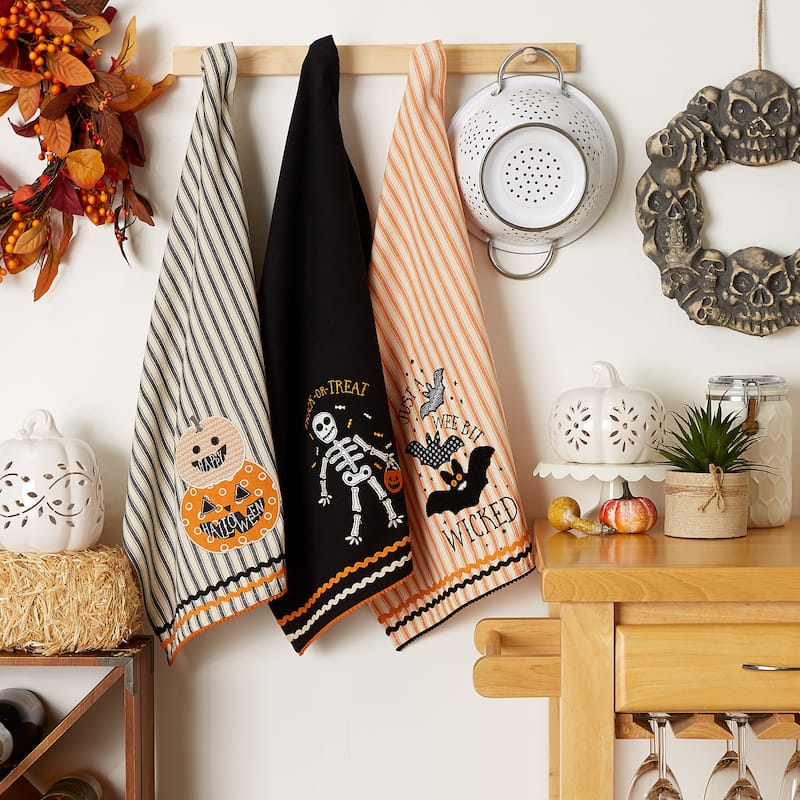 DII Halloween Embellished Dishtowels Set of 3