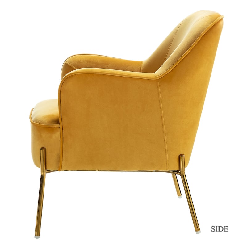 Marina Modern Velvet Accent Chair with Golden Legs Set of 2 by HULALA HOME