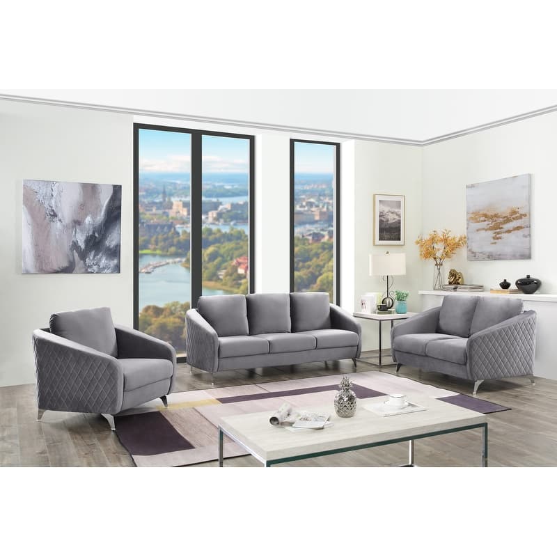 Sofia Velvet Fabric Sofa Loveseat Chair Living Room Set