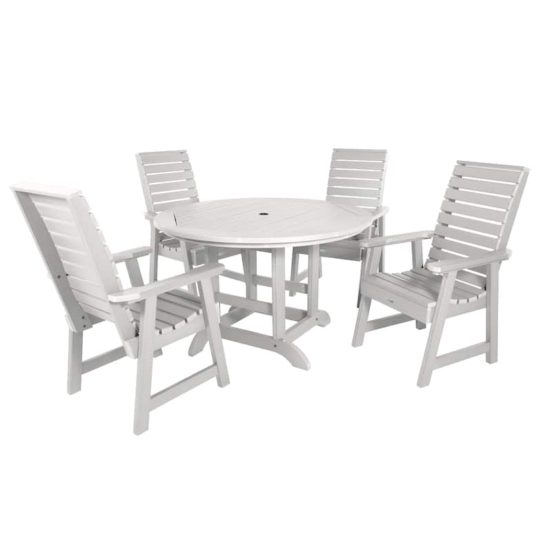 Weatherly 5-piece Outdoor Dining Set - 48" Round Table, Dining-height - White