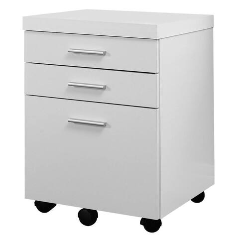 Monarch 3 Drawer Rolling Portable Filing Cabinet, White