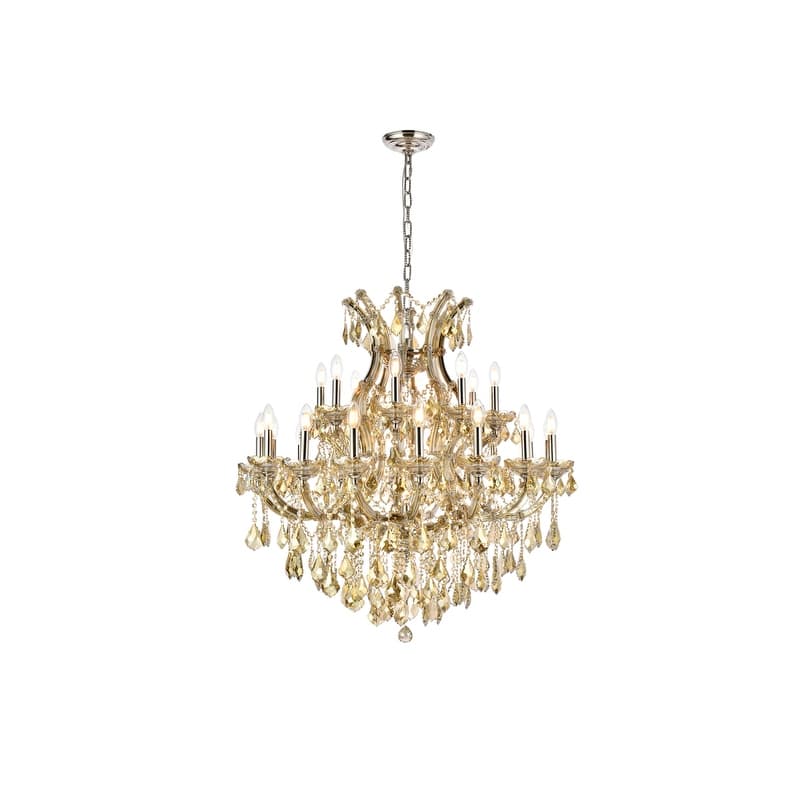 Fleur Illumination Collection Chandelier D:36in H:36in Lt:24 Golden Teak Finish