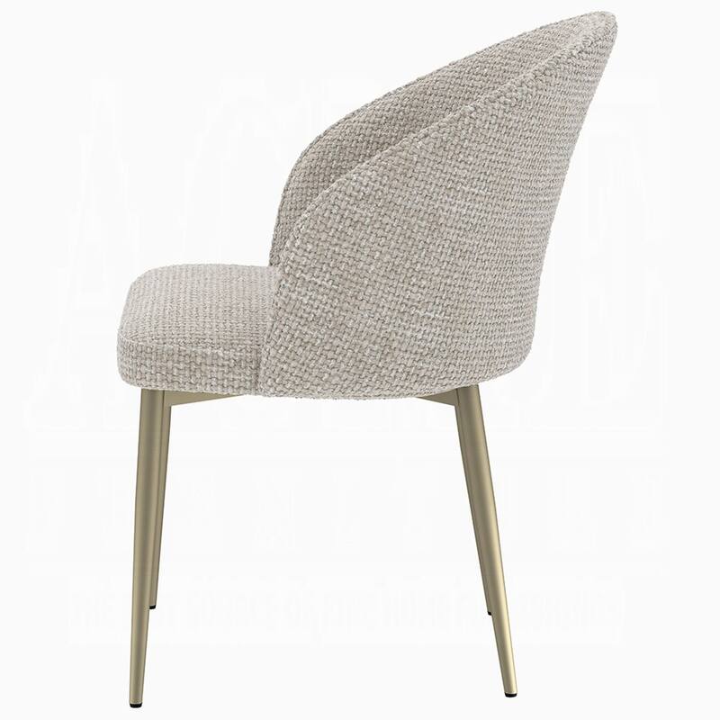 Geru Dining Side Chair Set of 2, Plush Padded Curved Back, Light Gray