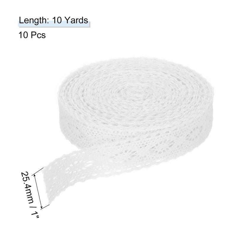 White 1 Inch Wide Cotton Lace Ribbon Lace Trim - 10 Yard