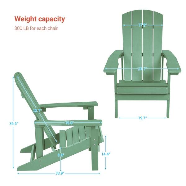 dimension image slide 14 of 18, BONOSUKI Patio Adirondack Chair w/Cupholder,Weather Resistant-Set of 4
