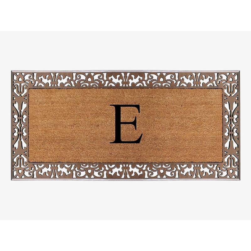 A1HC Natural Coir Monogrammed Door Mat For Front Door, 30"X60", Anti-Shed Treated Durable Doormat for Outdoor Entrance - E