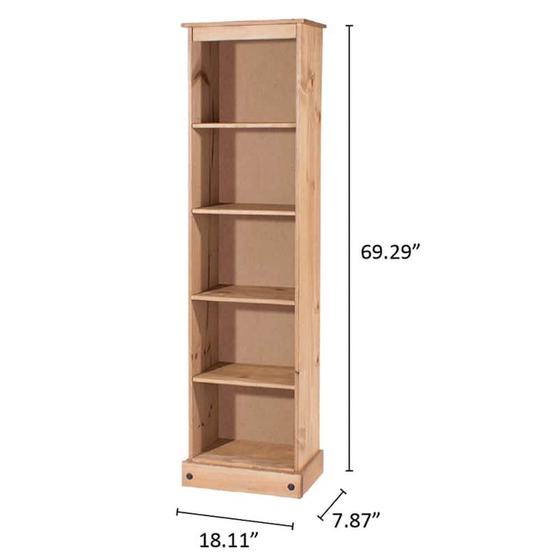 Wood Bookcase Tall Narrow Corona Collection | Furniture Dash