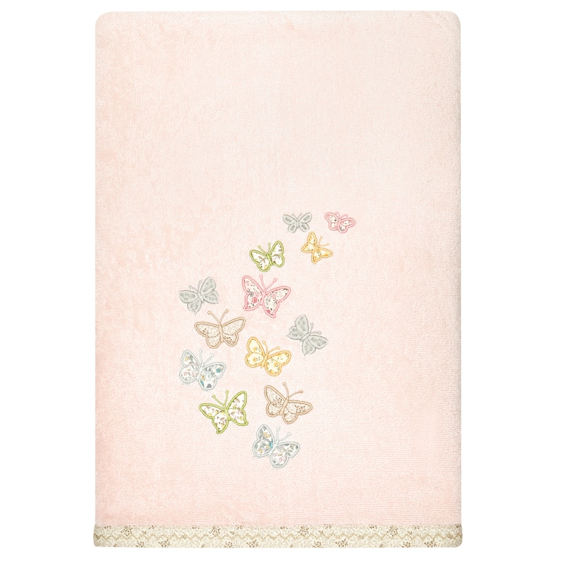 Authentic Hotel and Spa 100% Turkish Cotton Mariposa 3PC Embellished Towel Set