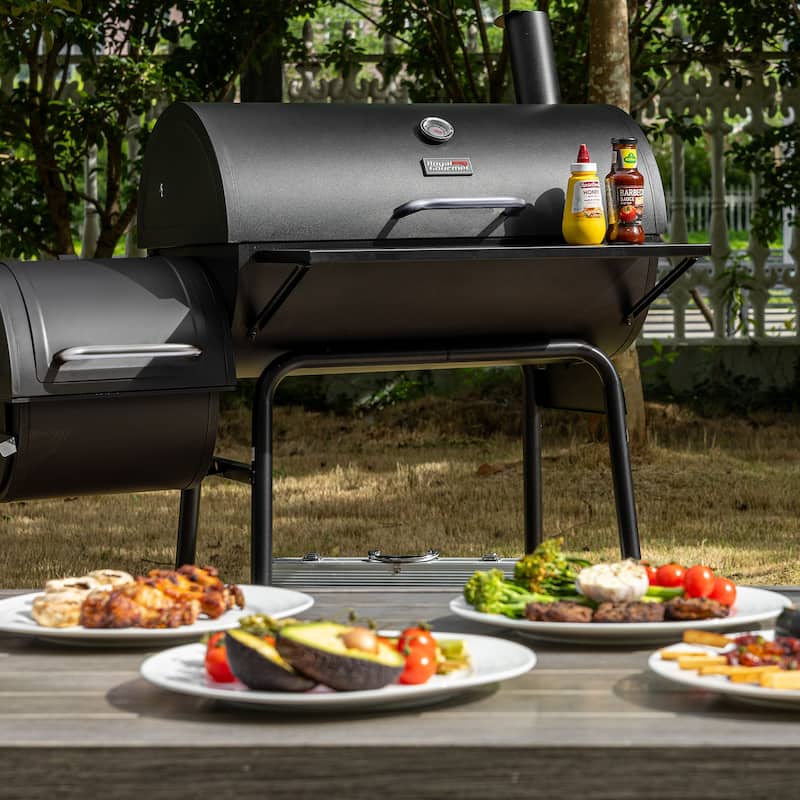 Royal Gourmet Charcoal Grill with Barrel Offset Smoker