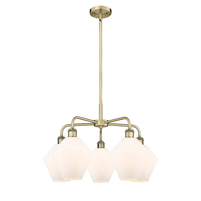 Innovations Lighting Cindyrella - 5 Light 8" Stem Hung Chandelier - Antique Brass/Cased Matte White