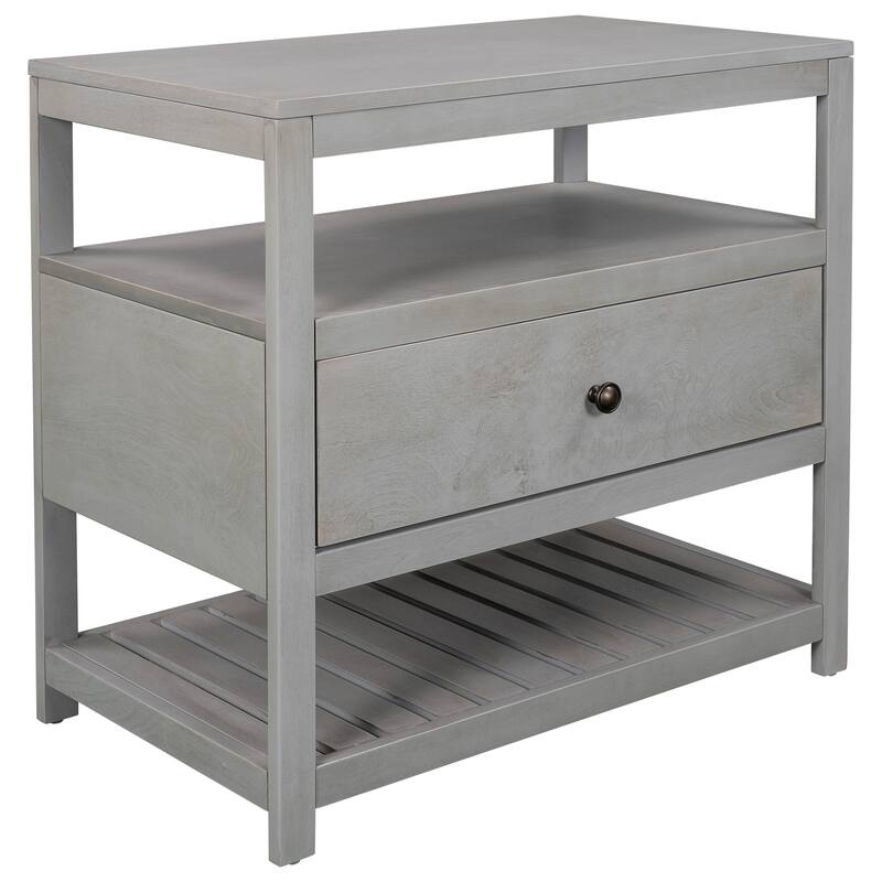 Wooden Nightstand with Drawers Storage