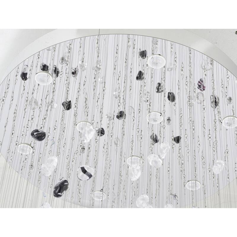 9-Light Chrome Flushed Chandelier With Smoke And Clear Glass Stones