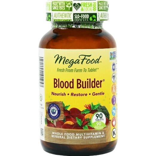 MegaFood Blood Builder Iron Multivitamin - 90 Tablets | Health Red Blood Cells & Iron Levels
