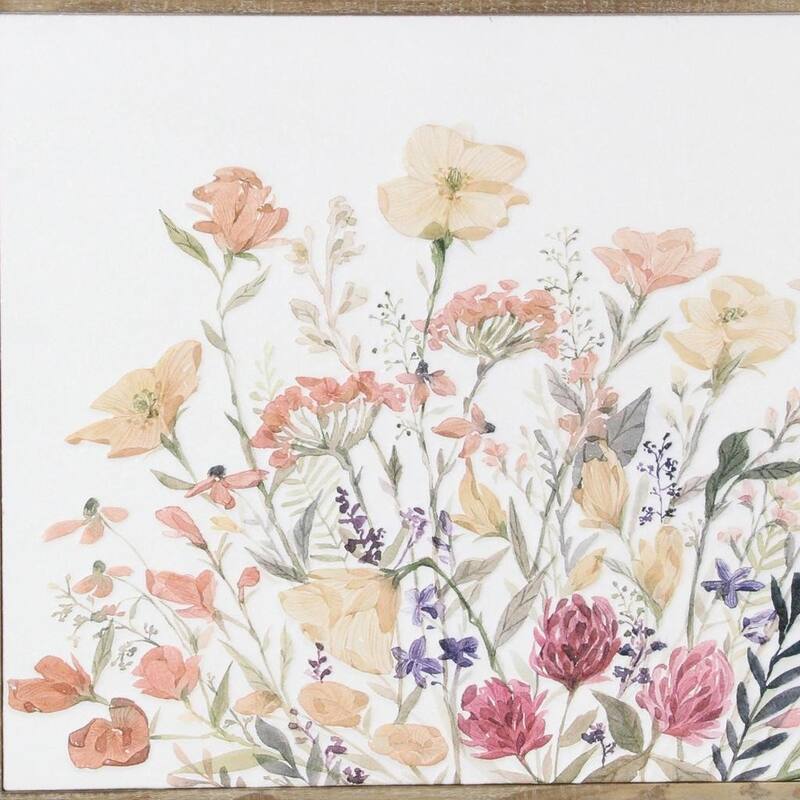 HomeRoots 24" X 32" Natural And White Flower Bouquet Metal And Wood Framed Art