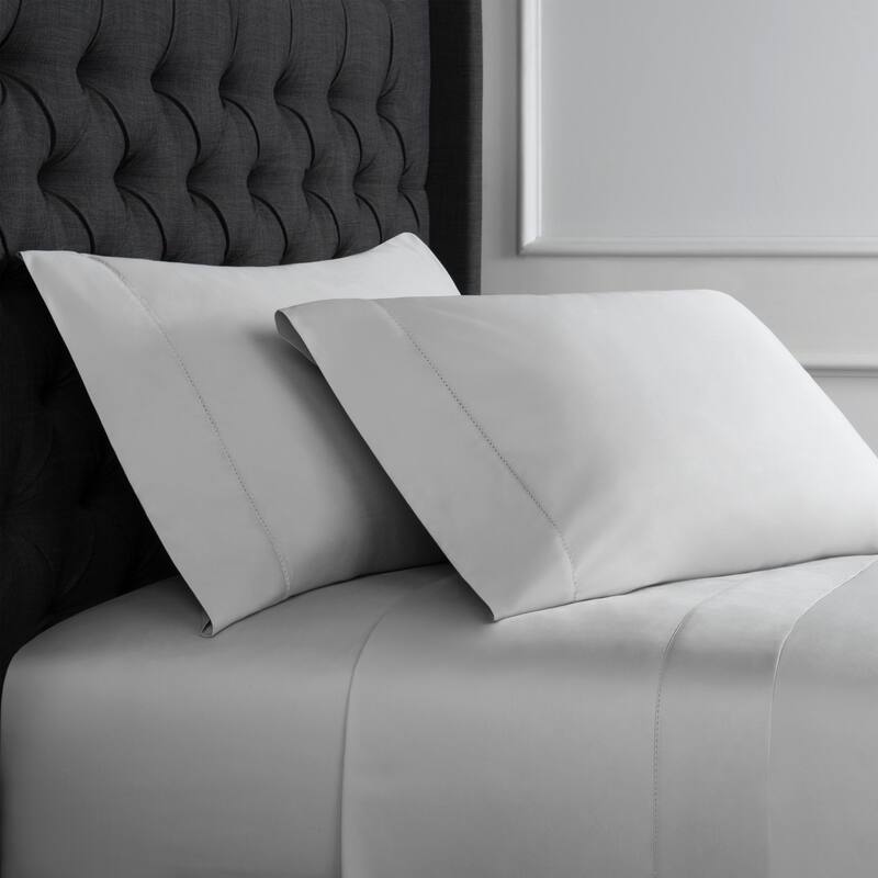 Broadway Collection 1000 Thread Count Hemstitch Bed Sheet Set with Extra Pillowcase - GREY - Twin