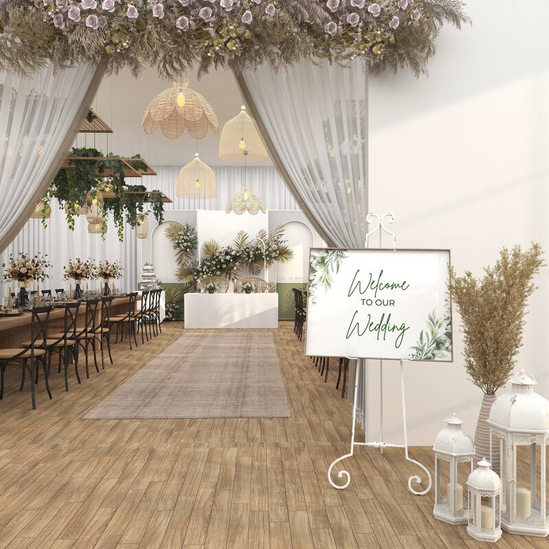 White Metal Large Adjustable 3 Tier Scroll Display Easel with Chain Support