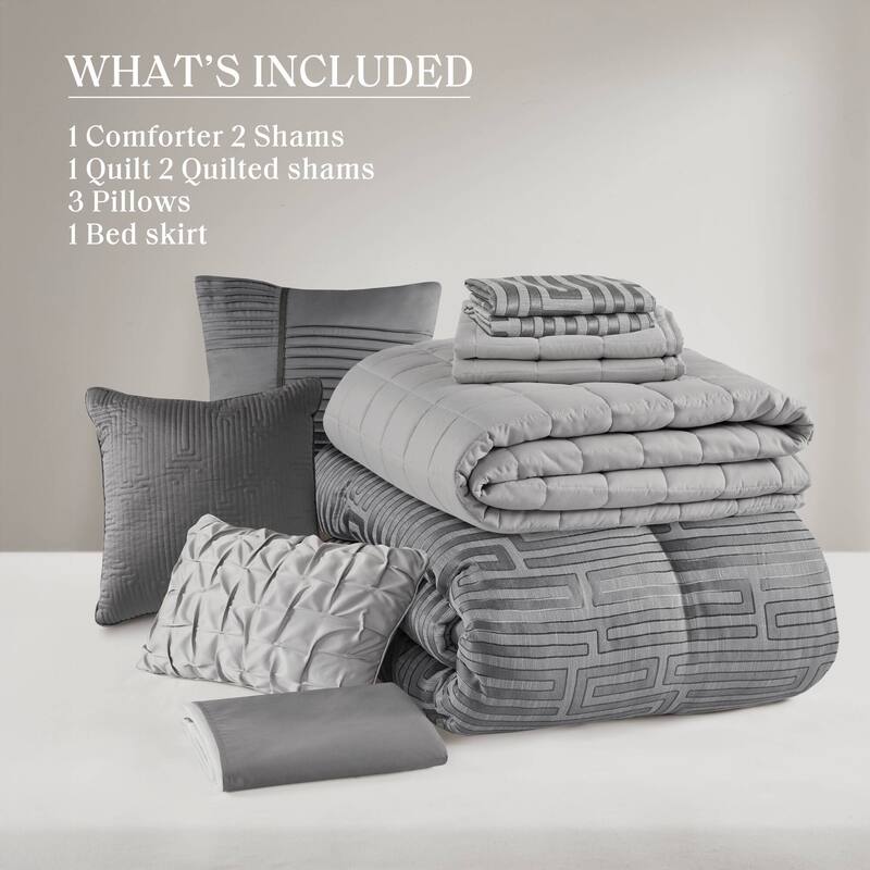 GDF Studio - Averleigh 10-Piece Queen Luxury Jacquard Comforter Set