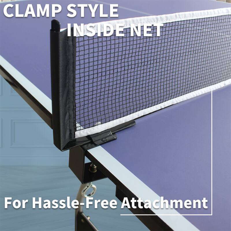 8FT Mid-Size Foldable Table Tennis, 2 Table Tennis Paddles & 3 Balls