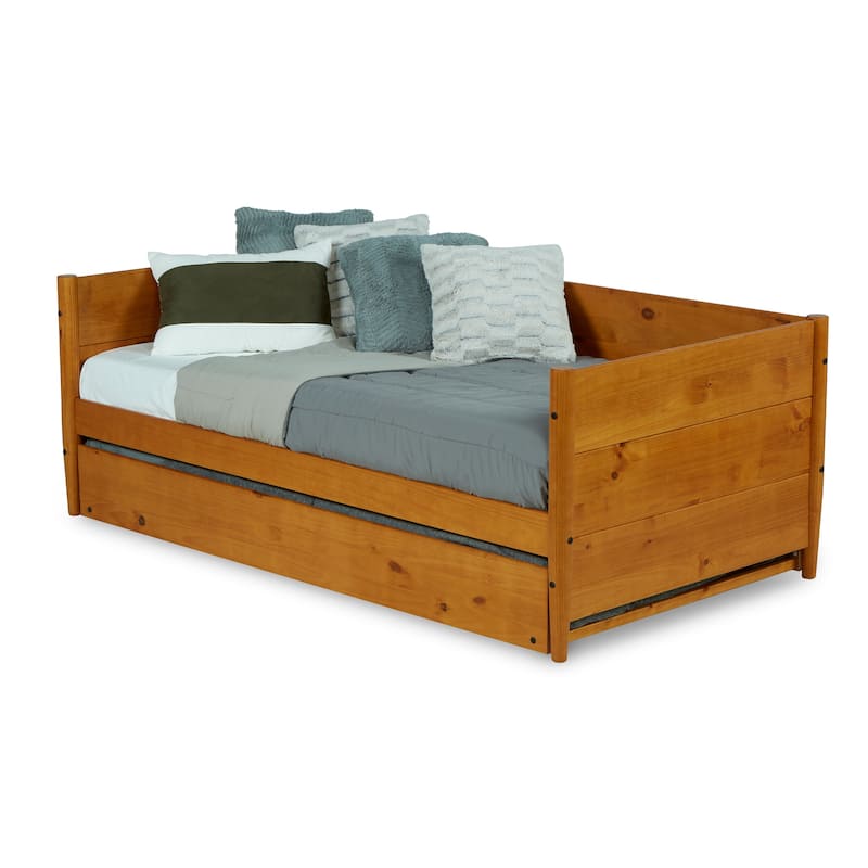 Mid-Century Modern Twin Size Day Bed with Twin Trundle