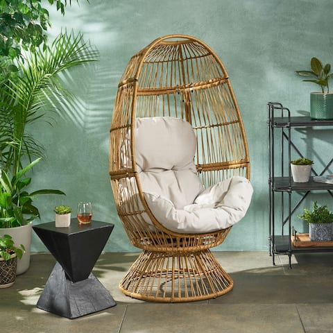 Pintan Outdoor Wicker Swivel Egg Chair by Christopher Knight Home