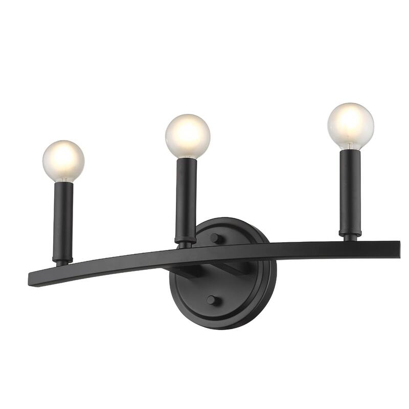 3-Light Bathroom Vanity Wall Light in Matte Black with Dimmable Hardwired Fixture and E12 Compatible - 6.63" H x 18" W x 4" D