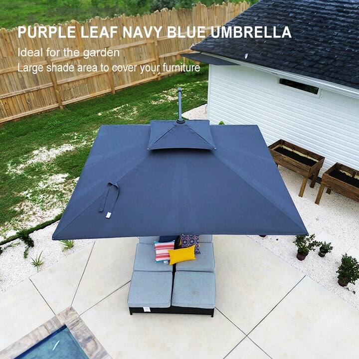 PURPLE LEAF Premium Rectangular Patio Cantilever Umbrellas with Tilt-and-Crank with Base