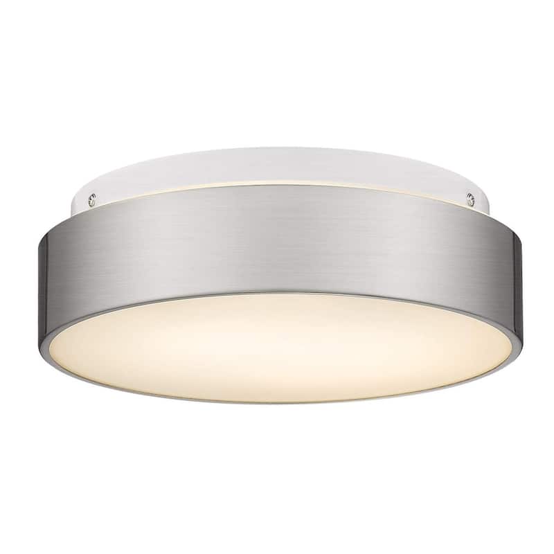2-Light Flush Mount Ceiling Light with Frosted Glass Shade - 12.0 In. L X 12.0 In. W X 3.5 In. H - Brushed Nickel