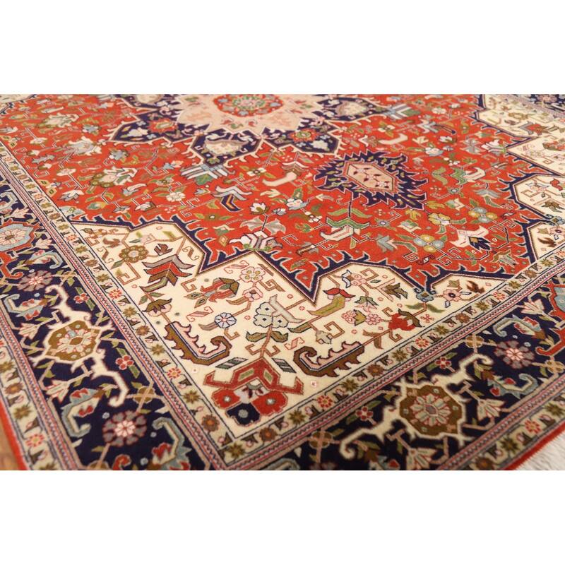 Orange Medallion Tabriz Persian Rug Handmade Wool Carpet - 4'11"x 6'6"