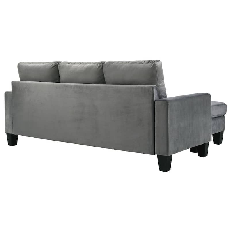 Velvet L Shaped Sectional Sofa - 77" - Gray