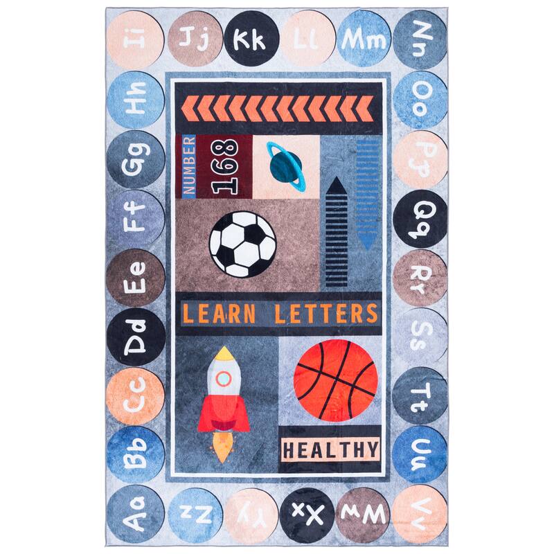 SAFAVIEH Santa Monica Kids Sakae Machine Washable & Slip Resistant Rug - 6' x 9' - Grey/Blue