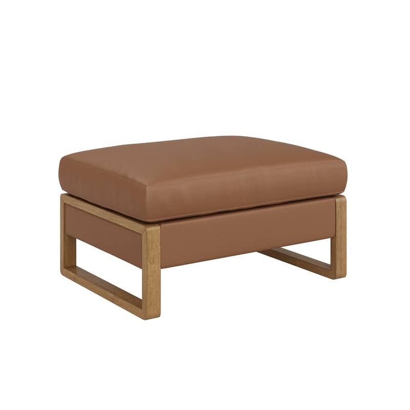 Madison Modern Ottoman Coffee Table with Storage, Upholstered Ottoman with Solid Wood Legs