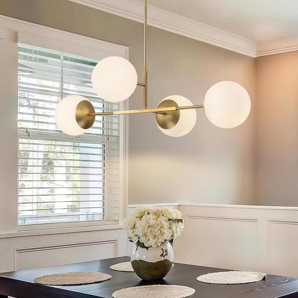 4 - Light Dimmable Gold Sputnik Modern Linear Globe Chandelier Kitchen Island Pendant Light - W41.73"